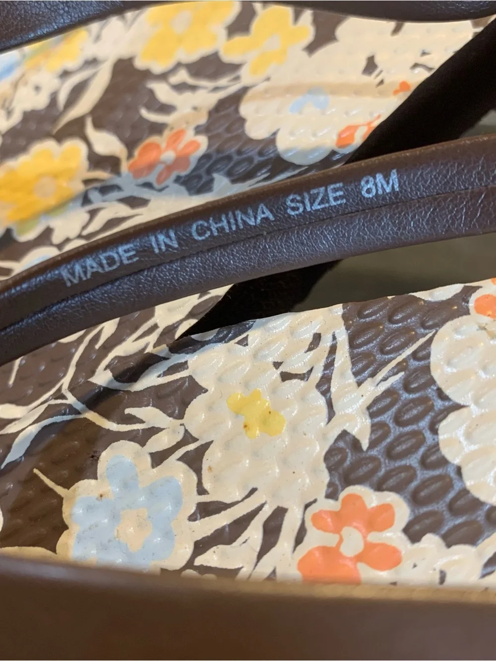 Tory Burch NEW 8 Soho Reverie Brown Floral Logo Thong Sandals Flip Flops